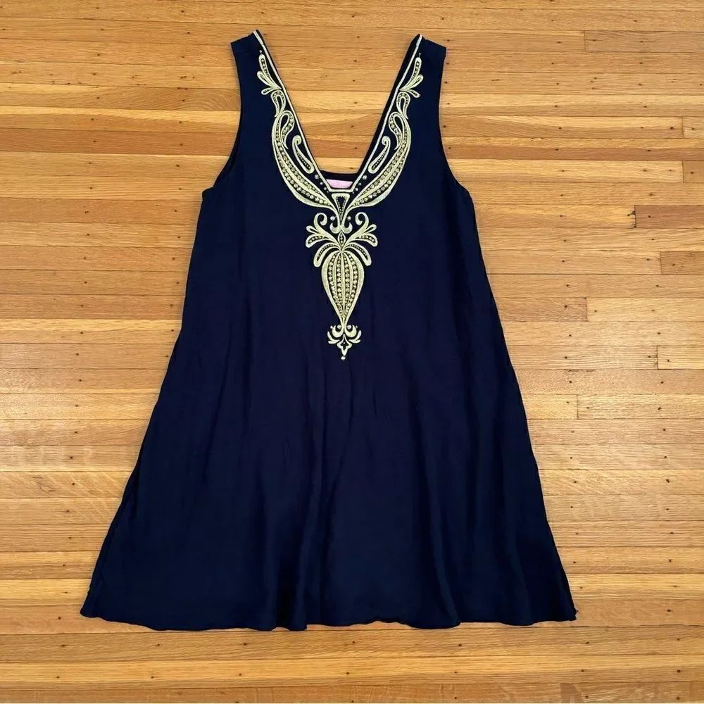 Lilly Pulitzer navy/gold Owen Dress